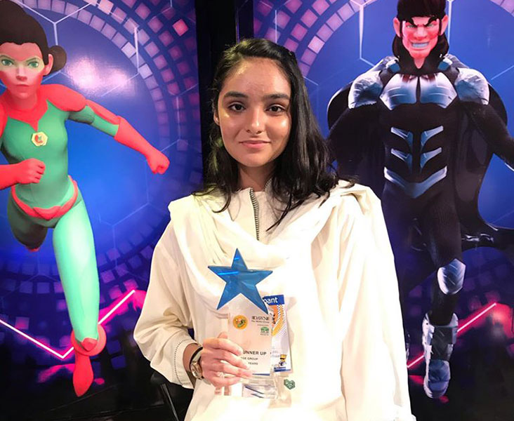 Aamna Ahmed of the Aga Khan Higher Secondary School, Karachi, won the Dawn Spelling Bee’s National Champion award. 